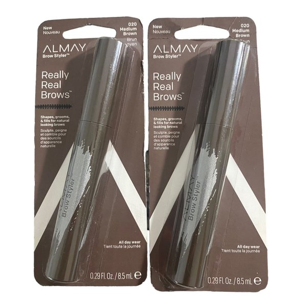 SET OF 2  NEW Almay Brow Styler Really Real. Brows MEDIUM Brown 020 - Picture 1 of 5